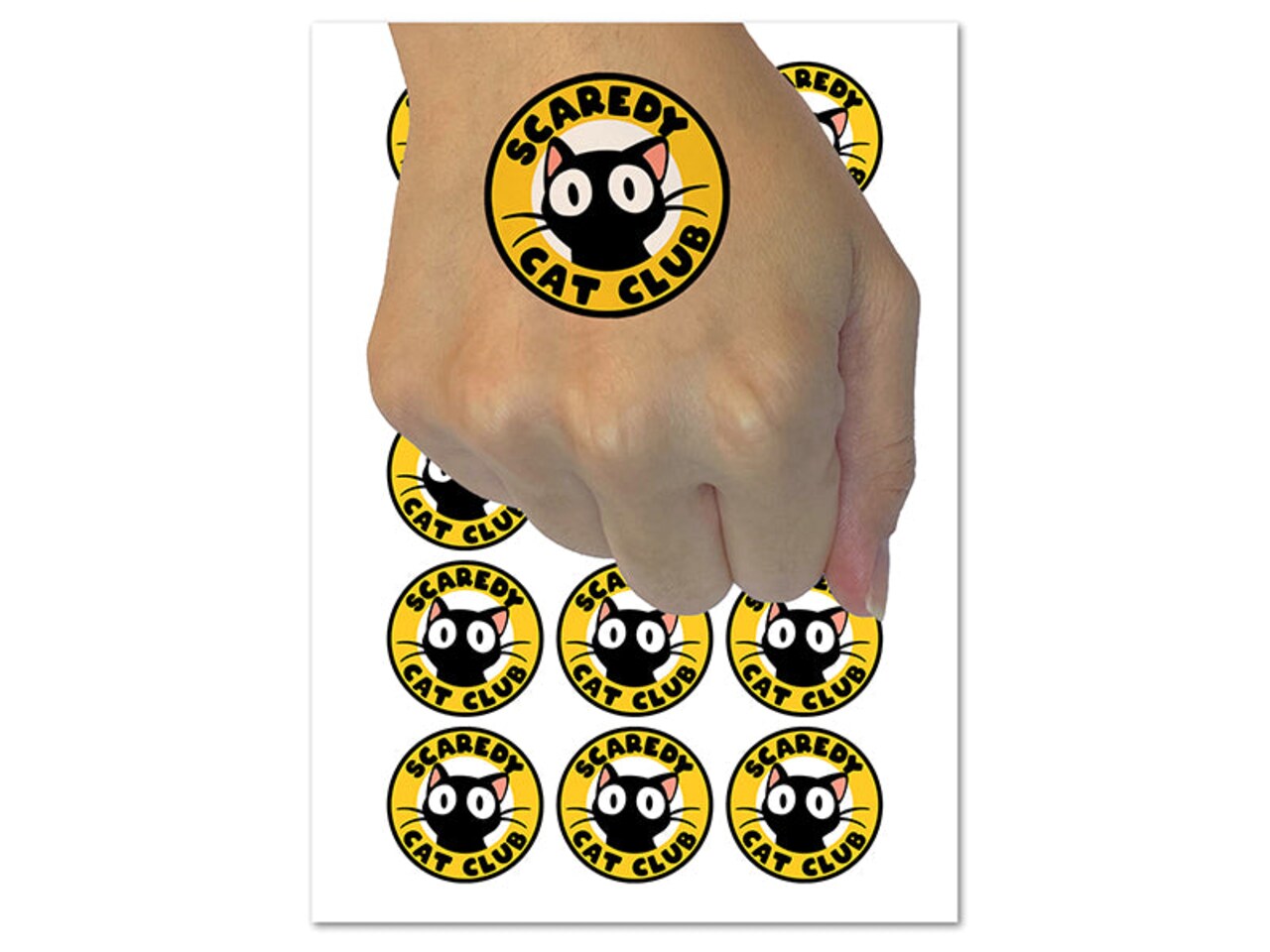 Scaredy Cat Club Temporary Tattoo Water Resistant Fake Body Art Set Collection (1 Sheet)